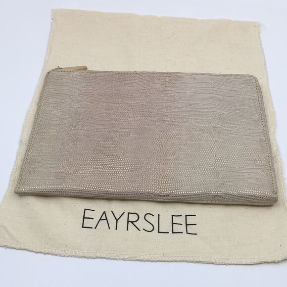 Eayrslee Leather Metallic Clutch Pouch with Dust Bag